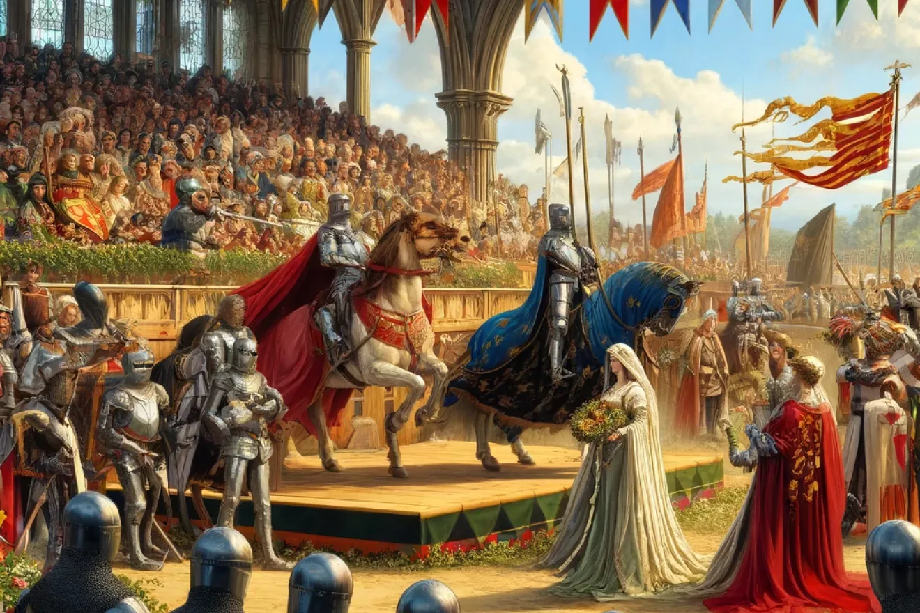 medieval scene depicting a grand tournament